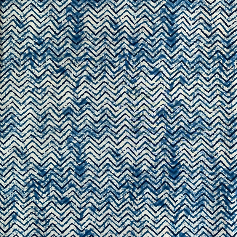Indigo Blue Stripes Screen Print Cotton Fabric