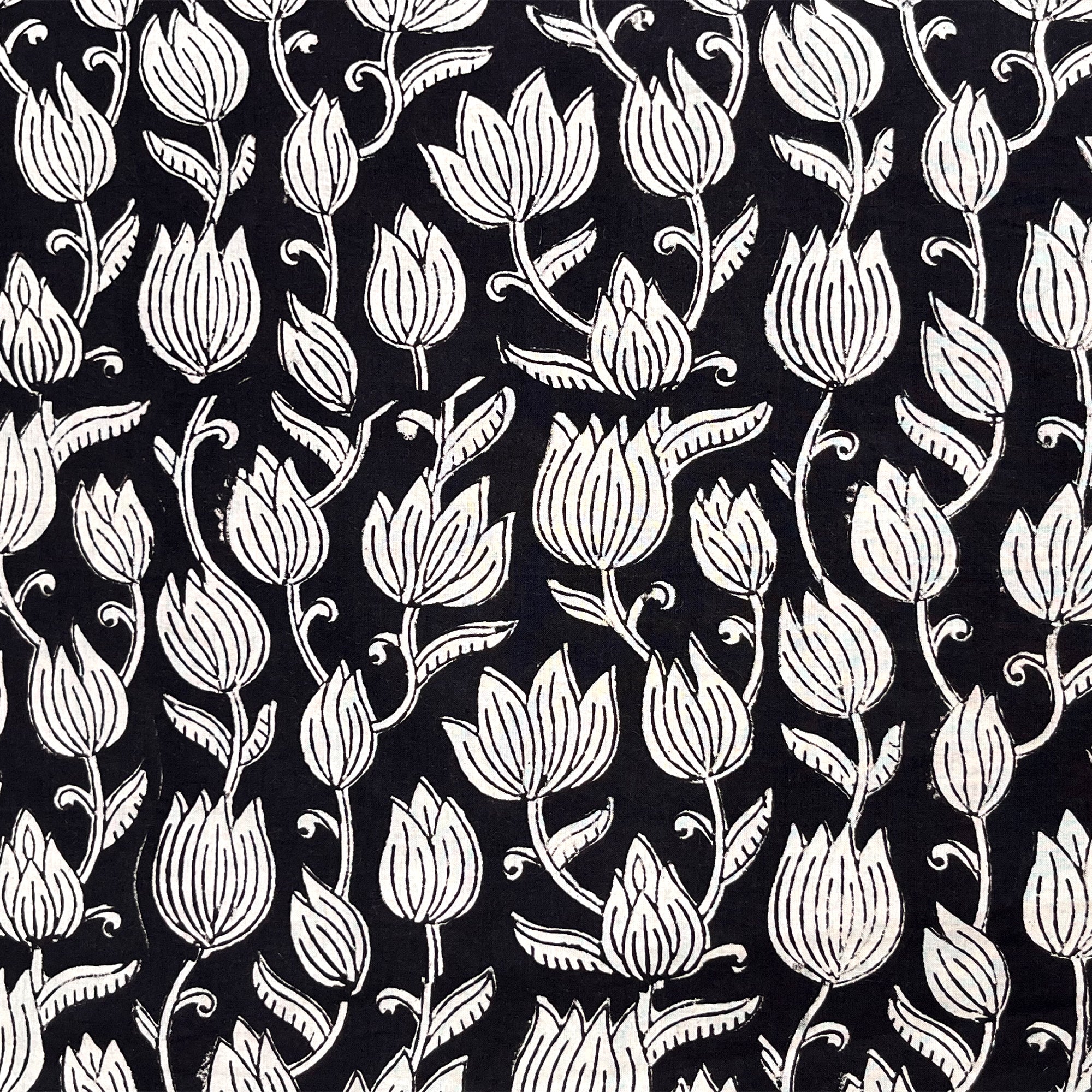 Black Vines Jaal Bagru Hand Block Printed Cotton Fabric
