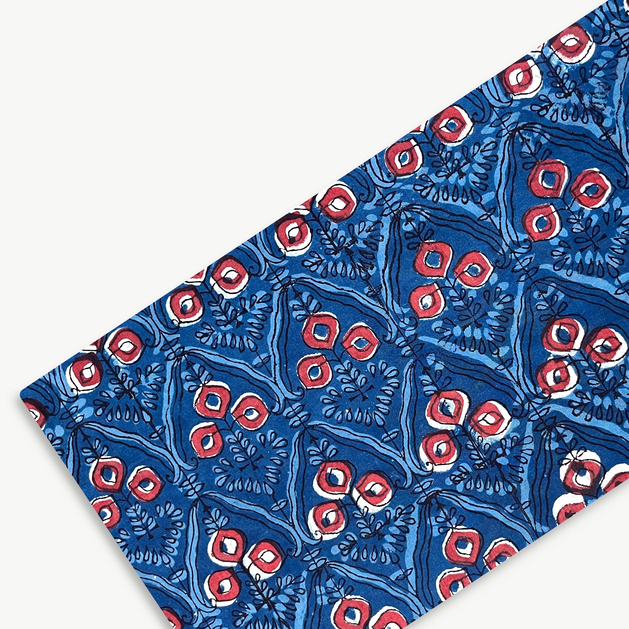 Blue Abstract Jahota Hand Block Printed Cotton Fabric