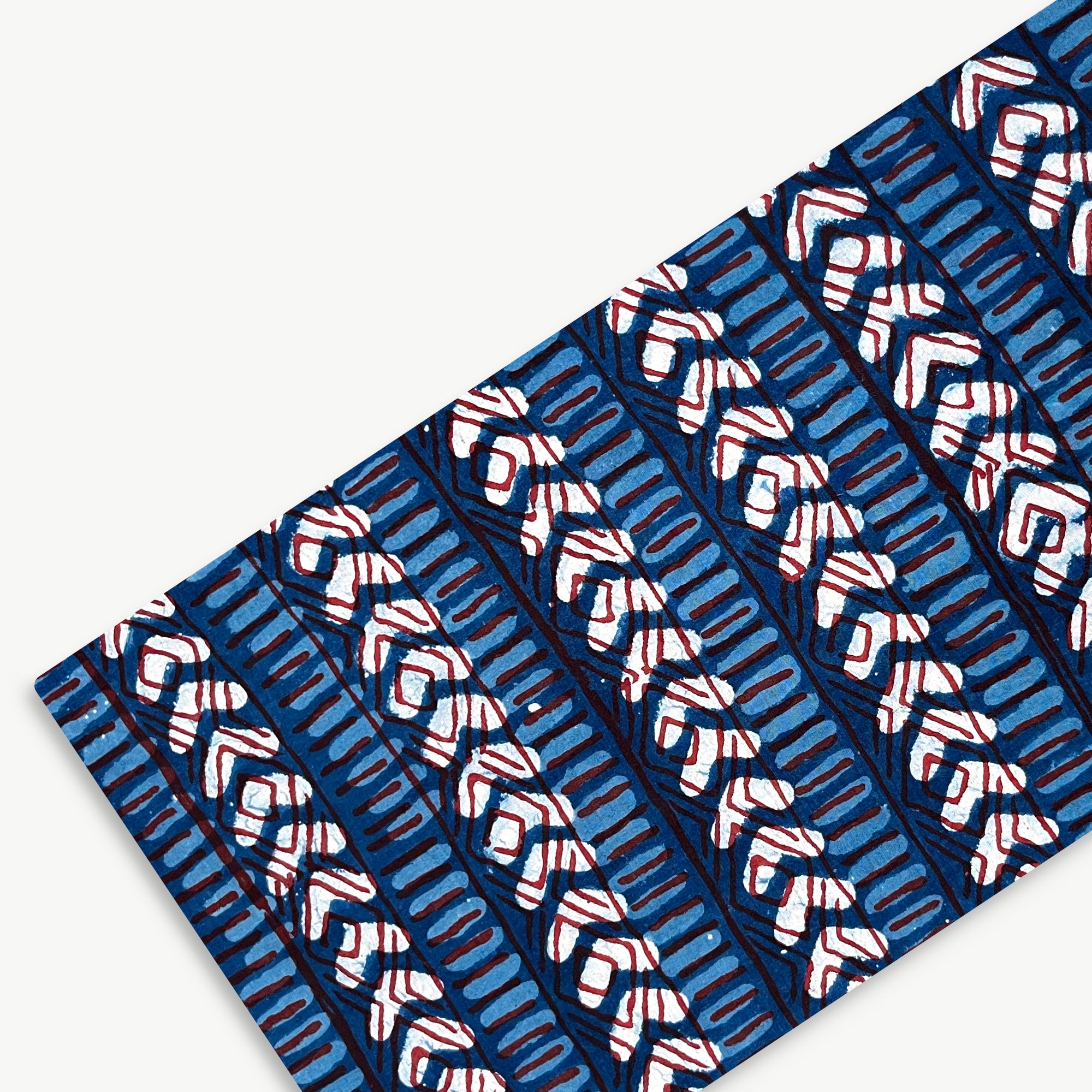 Blue Border Stripes Jahota Hand Block Printed Cotton Fabric