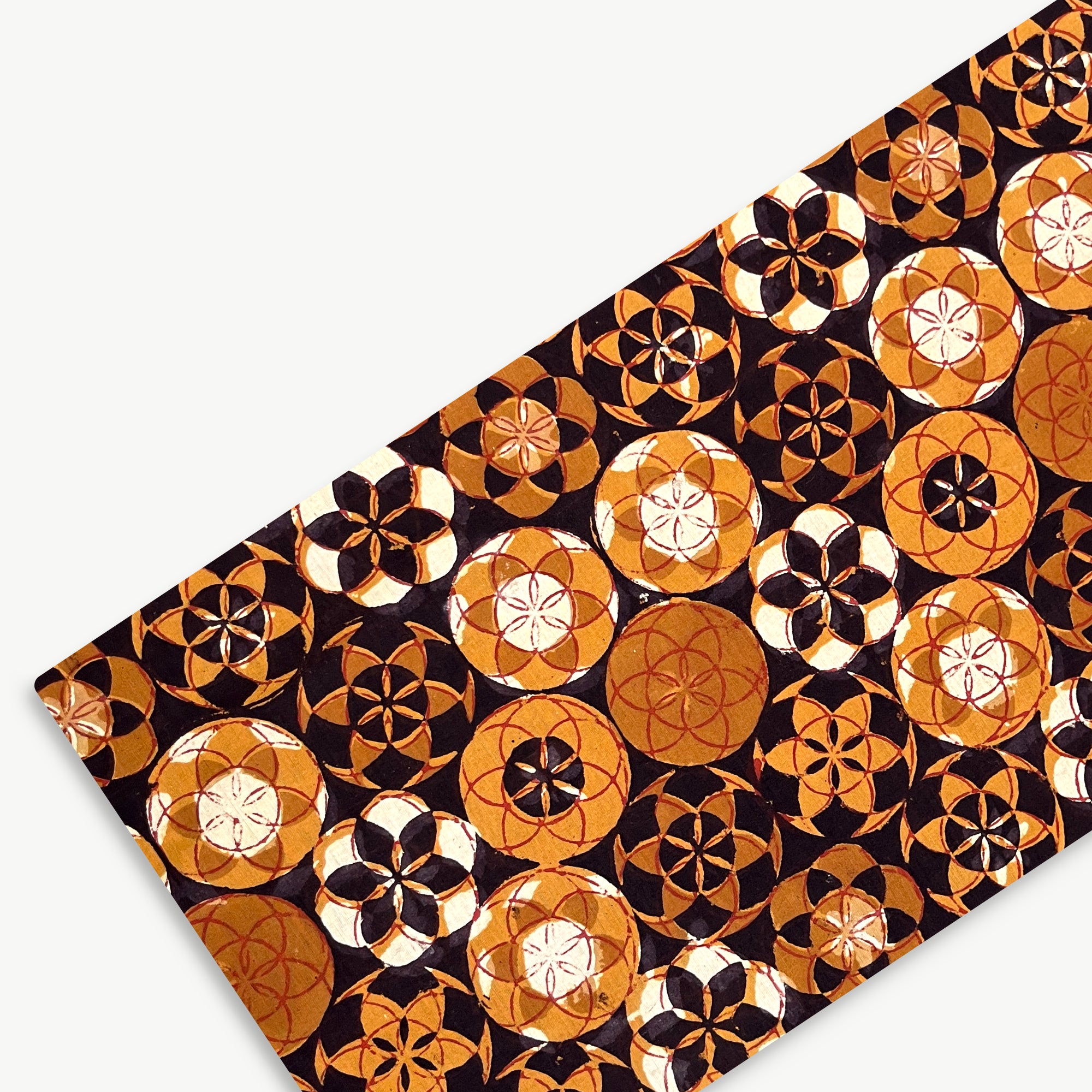 Mustard Mandala Abstract Jahota Hand Block Printed Cotton Fabric