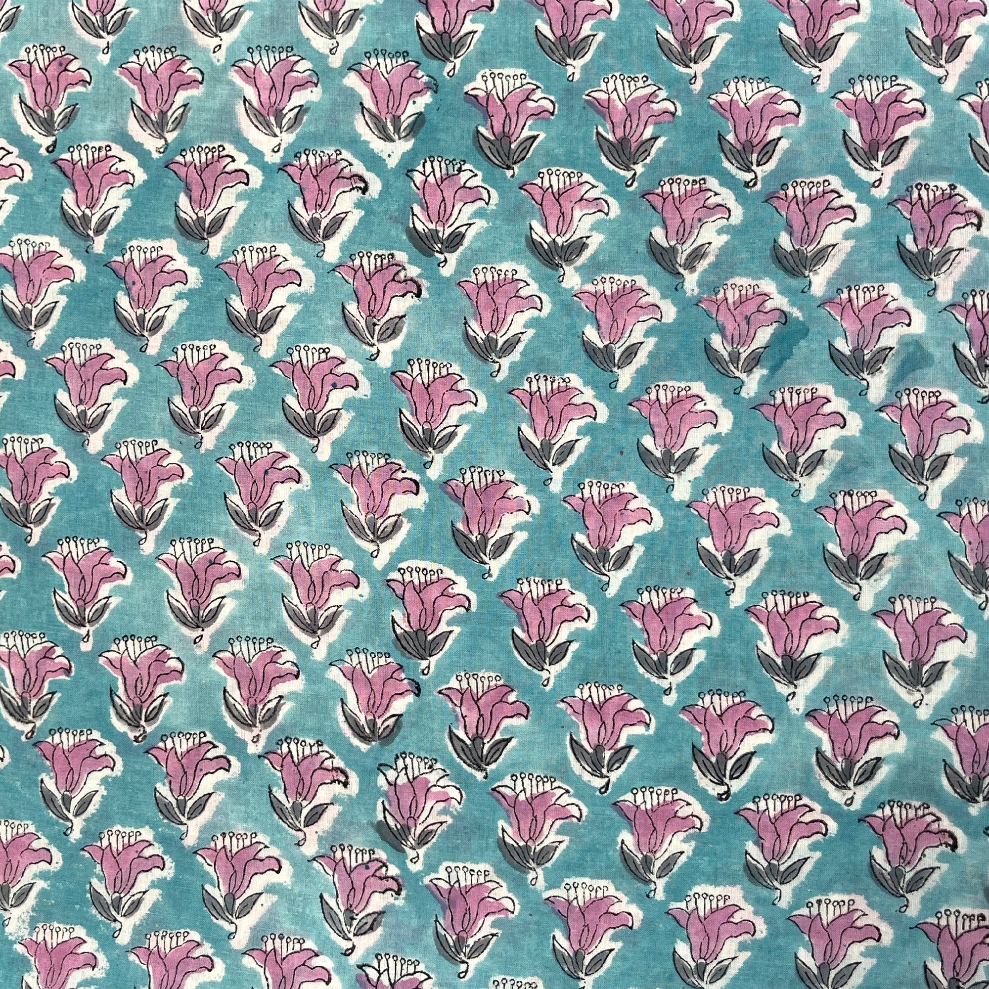 Pink Butti Rapid Hand Block Printed Cotton Fabric