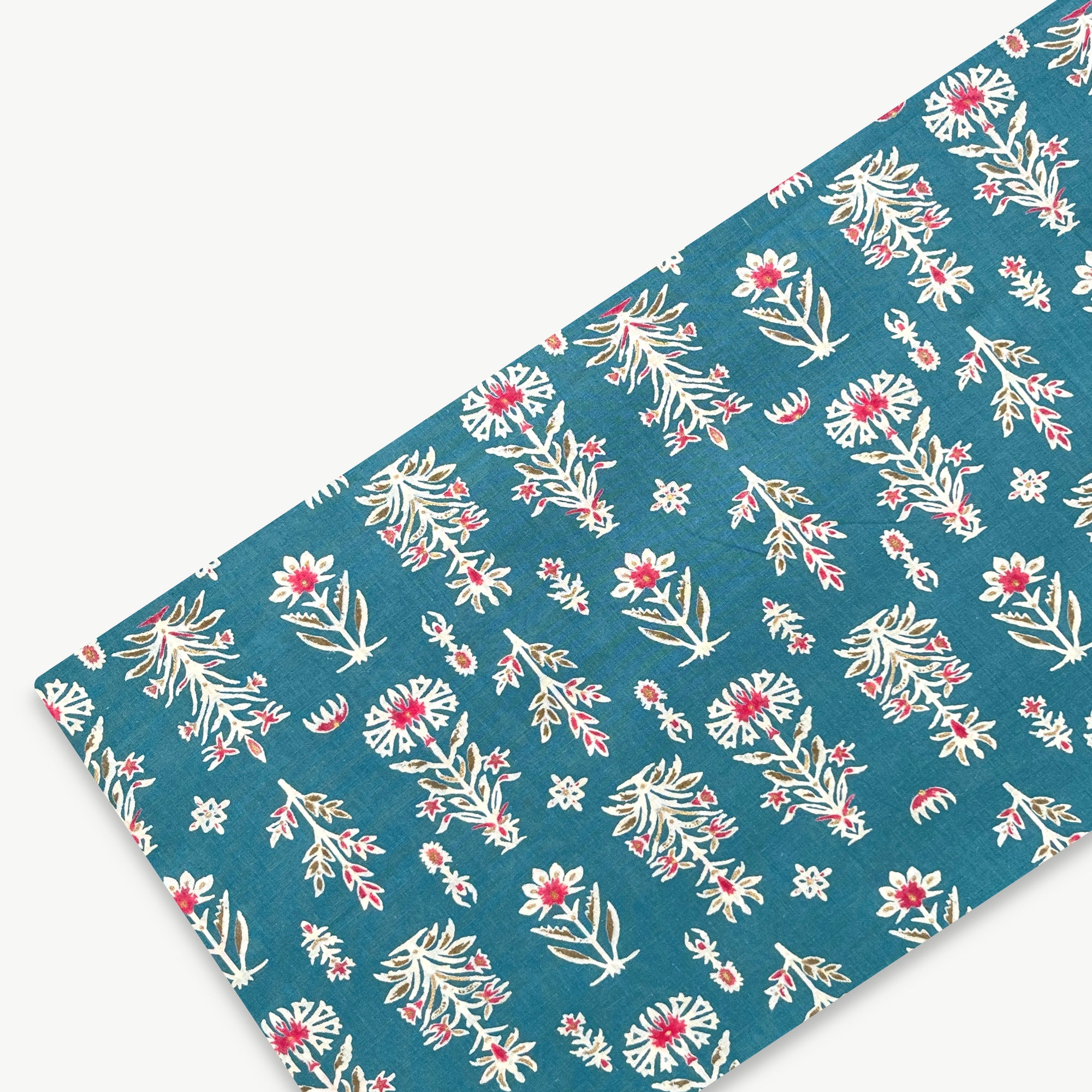 Blue Floral Butti Screen Print Cotton Fabric