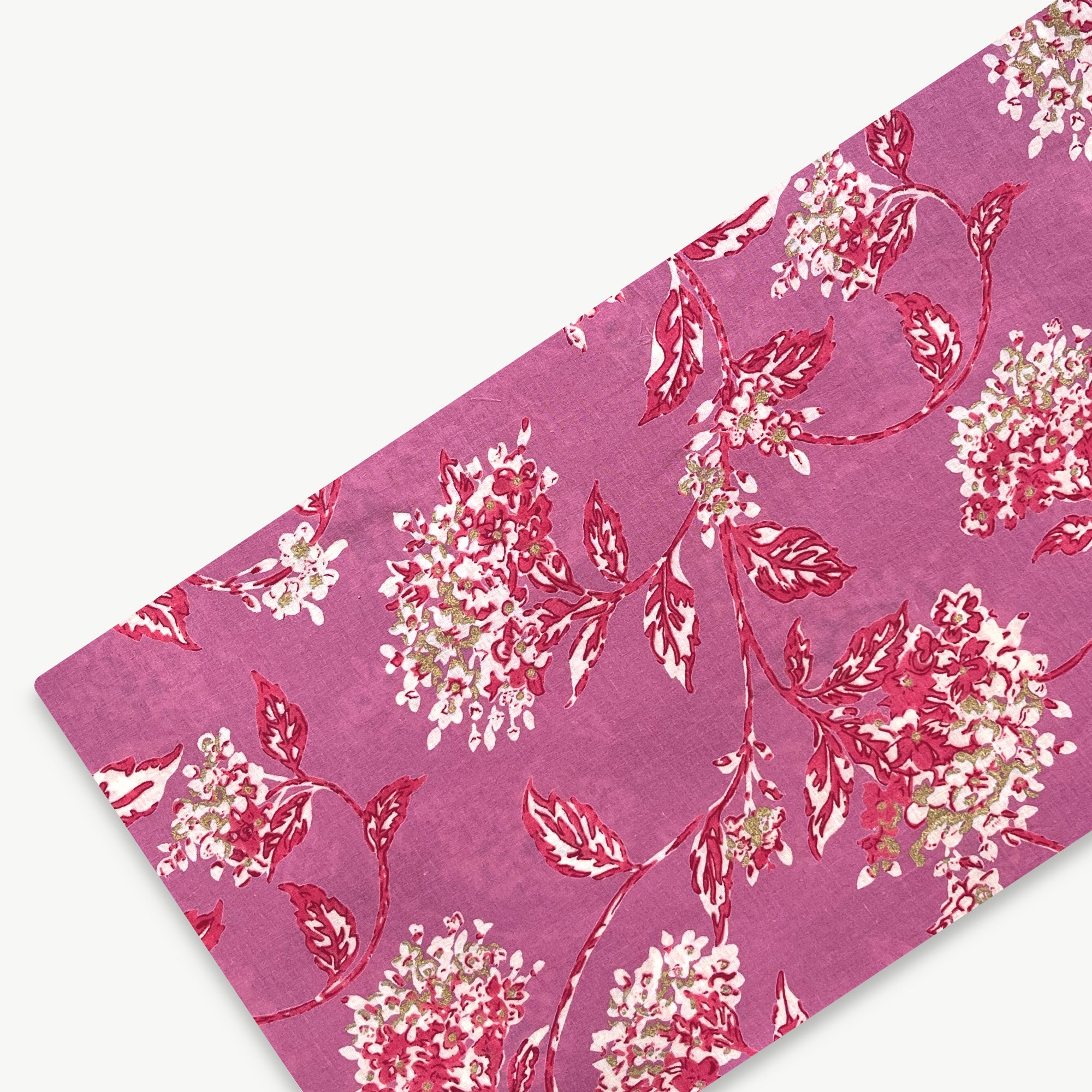 Pink & Red Jaal Screen Print Cotton Fabric