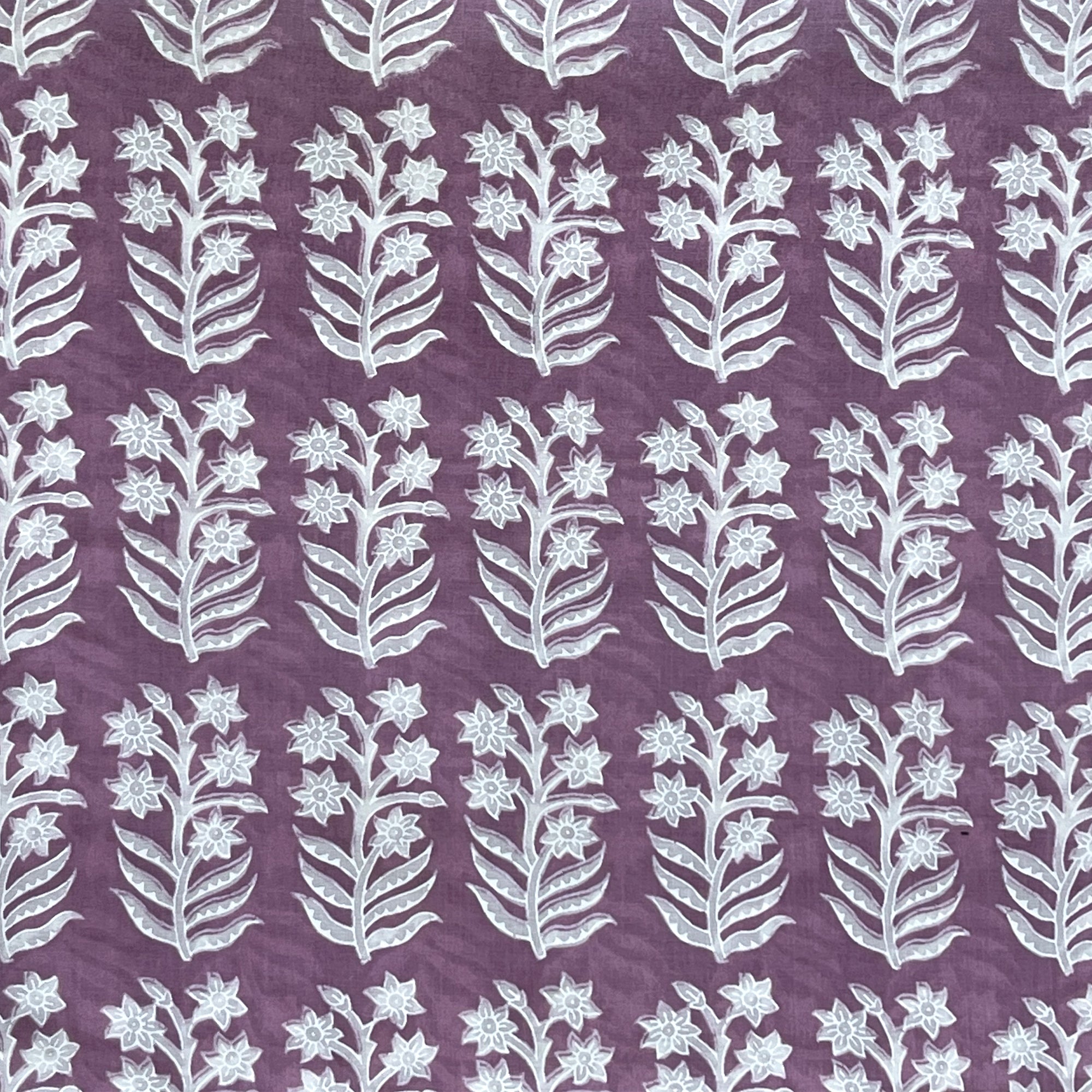Purple White Butta Screen Print Cotton Fabric