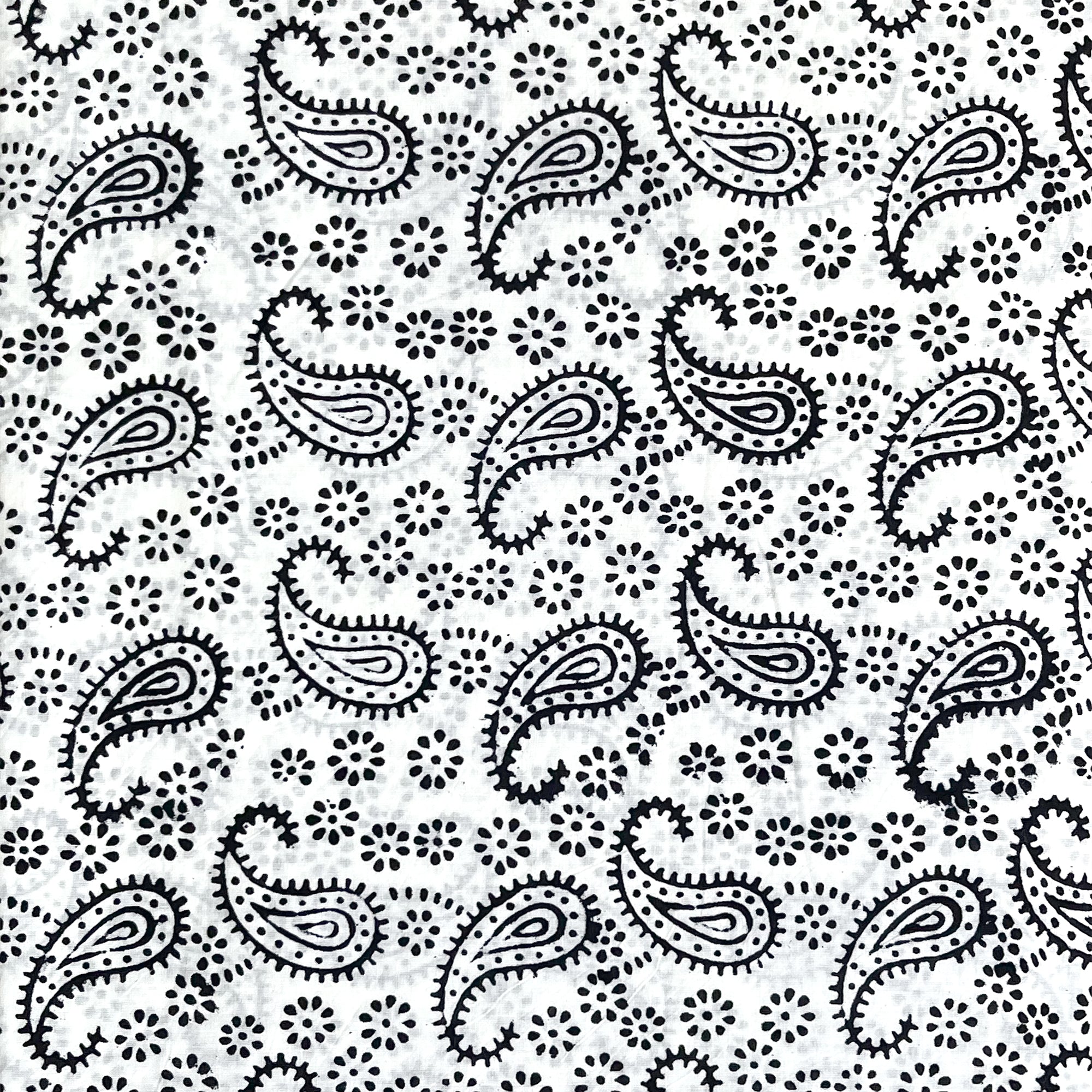 White & Black Keri Jaal Hand Block Printed Cotton Fabric